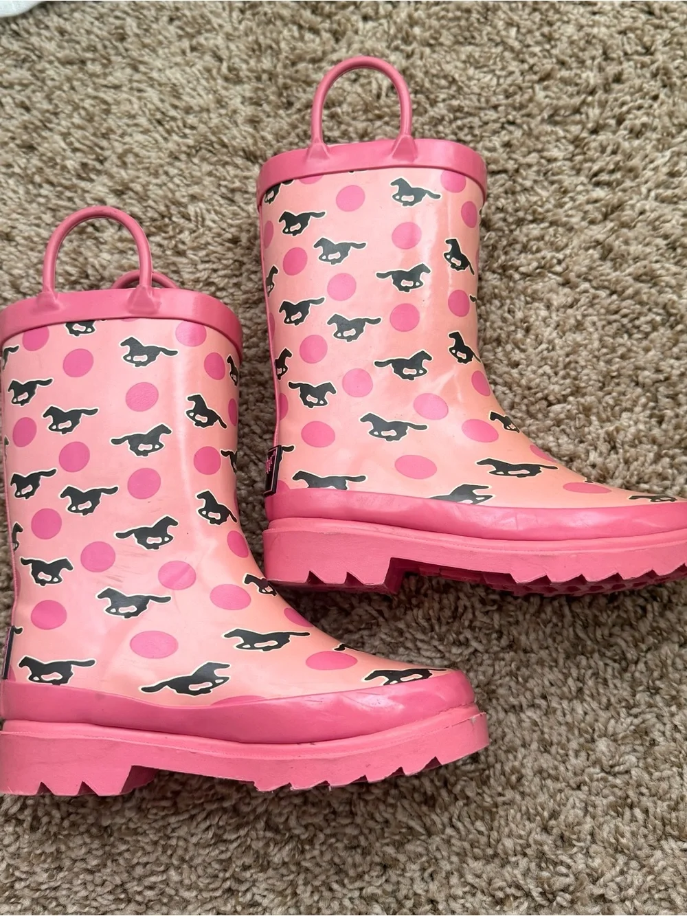 Blazin Roxx Girls Pink Horse Polka Dot Rain Boots Size XS 10/11
